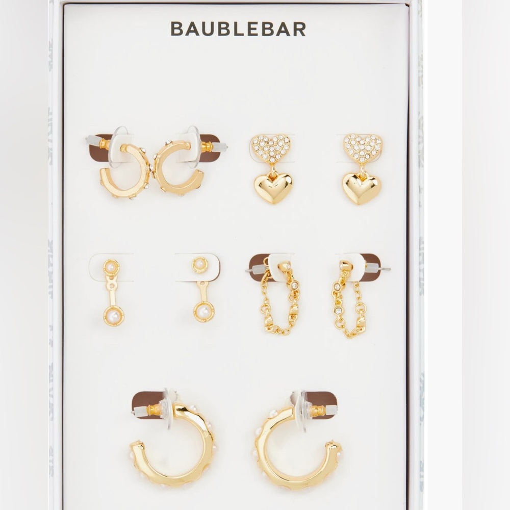 Baublebar Crystal & Faux Pearl 5-pack Earring Set